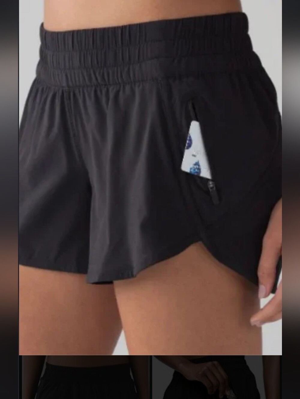 lululemon athletica Black Women's Run Shorts with Zipper Pocket